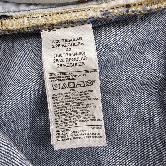 Gap Jeans Womens Sz 2 / 26 Ankle Flare Light Indigo Destroyed Raw Hem High Rise - Picture 15 of 16